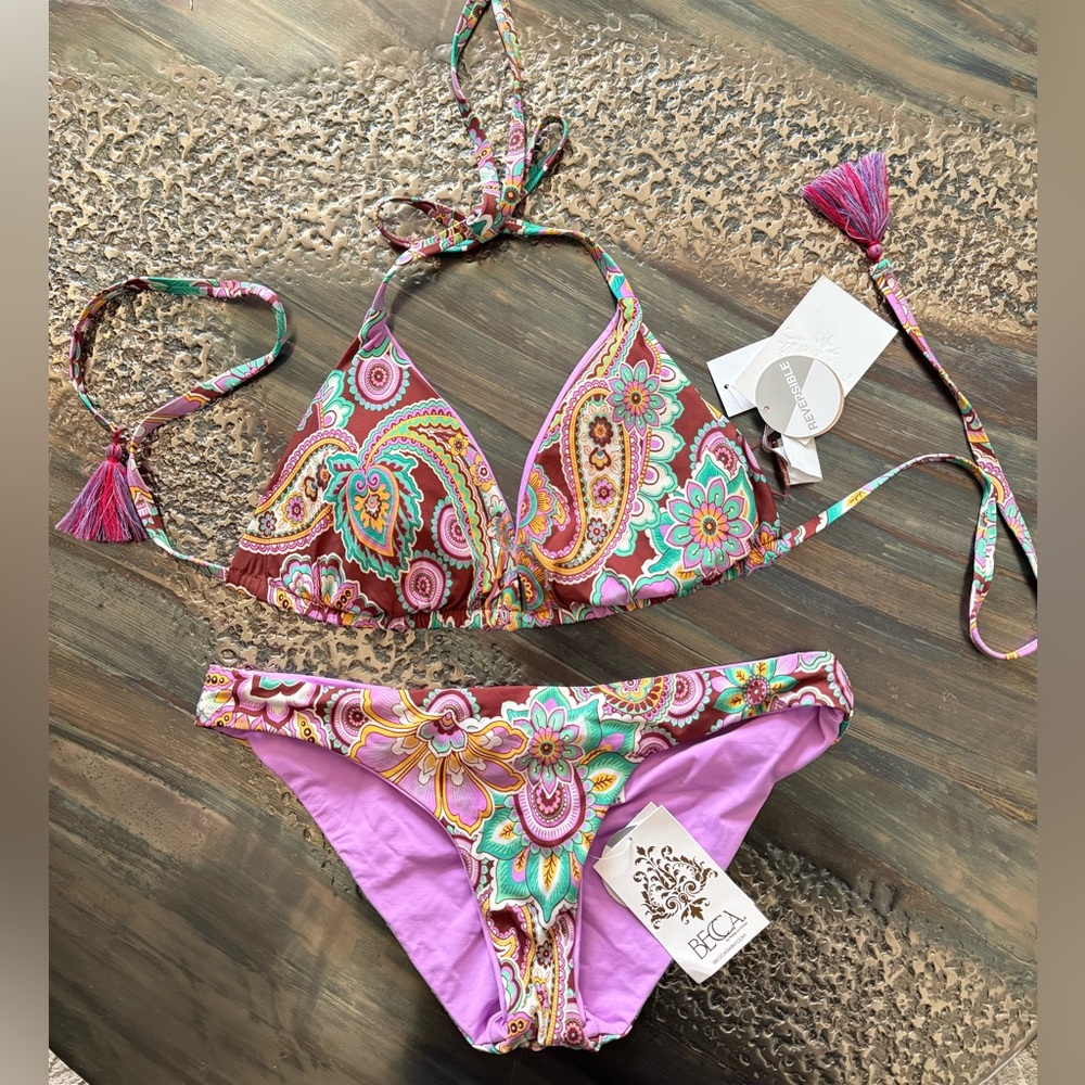 Becca Groovy Candice triangle top and hipster bottoms- D cup top & medium bottom